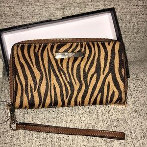 Dune genuine calf hair tiger wallet